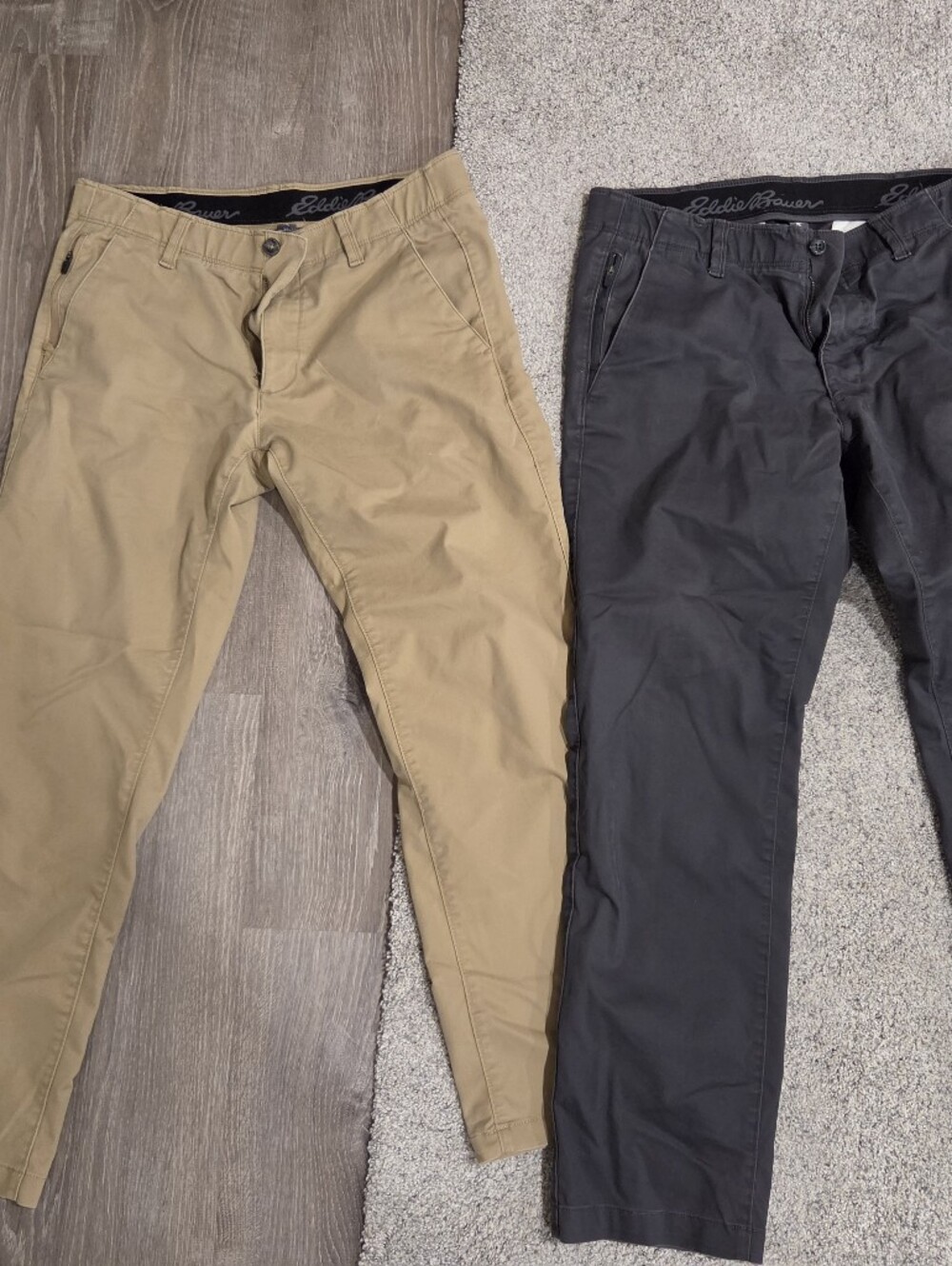 Lot Of 2 Men's Eddie Bauer Flex Chino Pants - Khaki & Charcoal